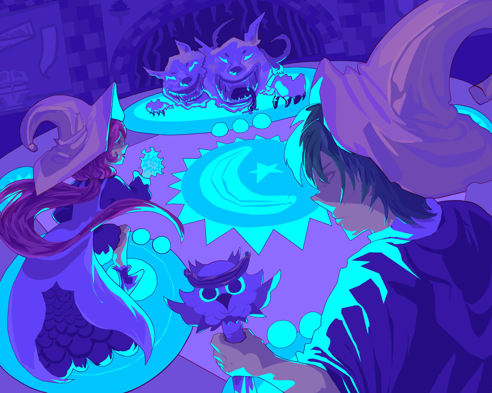 wizardly battle class project of using banana, bird, woman, man